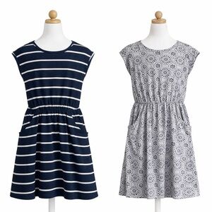 Crazy 8 Girls Dress Lot Medium 7-8‎ Striped & Floral Casual Pocket Play Dresses